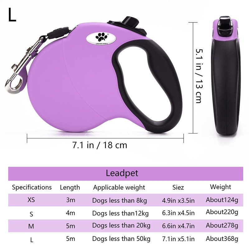 CROWN PAWS 16 ft Retractable Dog Leash for Large Dogs