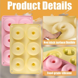 Silikon Donut Formen, 2 stück, silikon donut backform Antihaft Donut Backblech für Kuchen Bagels Muffins, Geeignet für Geschirrspüler, Backofen, Mikrowelle, Mehrfarbig