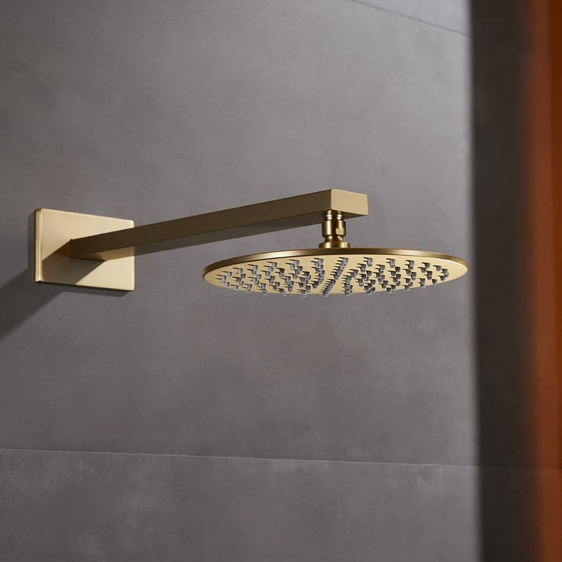 RANDOM 16 Inch Brushed Gold Shower Arm with Flange and