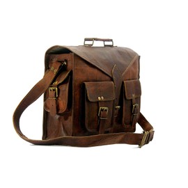 Handmade World Leather Messenger Bag For Men 16 Inch Briefcase Computer Laptop Bags Mens Satchel Vintage Brown