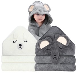 ROXANEPIG Pack of 2 Baby Towels Hood, 80 x 80 cm Baby Bath Towels, Hooded Towels, Baby Hooded Bath Towels, Children's Towels, Bath Towel Towels for Babies, Newborns