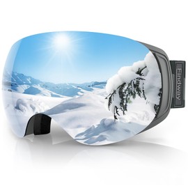 Findway Ski Goggles, Double Layer Magnetic Snow Goggles, Snowboard Goggles, Frameless, OTG Wide Field of View, Dual Layer Detachable Spherical Lens, Compatible with Glasses, Helmet Compatible, Breathable, Windproof, Snowproof, Anti-Fog, UV Protection, Shockproof, 3-Layer Sponge, Sports Goggles, Suitable for Adults' Winter Mountain Climbing, Skiing, Survival Games, Motorcycling, Outdoor Sports, Unisex
