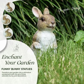 3 Pcs Bunny Decor Figurines Garden Decorations, Cute Bunny Yard Statues Outdoor, Easter Rabbit Statues, Hand-Painted Resin Animal Figurines for Home Table Decor