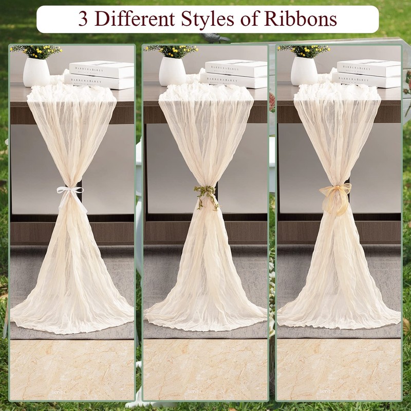 Beige Cheesecloth Table Runner 35 x 157 Inch Gauze Cheese