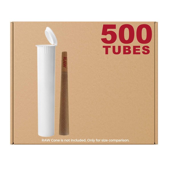 W Gallery 500 White 116mm Tubes, Pop Top Joints are Open, Smell-Proof Pre-Roll Blunt J Oil-Cartridge BPA-Free Plastic Container Holder Vial fits RAW Cones 110mm 109mm King Lean 98 Special 120mm