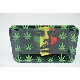 Unbranded Snack tray Decorative plate 5 x 7" metal tray Rasta man black green