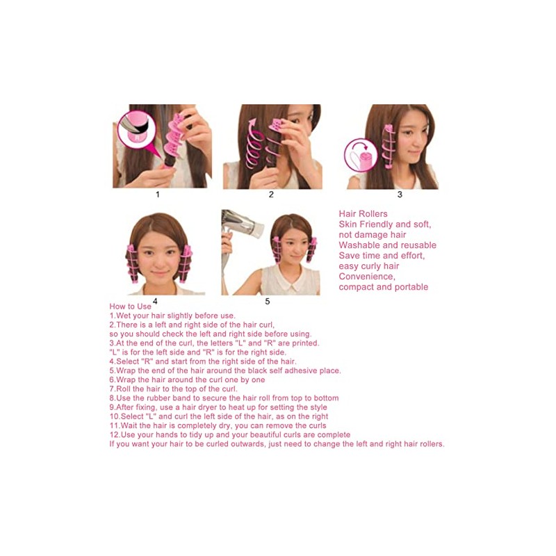 ZJchao 20 PCS Self Grip Spiral Curling Roller Set for