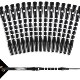 DEFIYEAR 15 Pcs Dart Shafts, Metal Dart Stems with 2BA Thread, Universal Aluminium Dart Shafts Replacement Kit for Soft Tip and Steel Tip Darts, Durable Dart Stems for Accurate Throwing(Black)