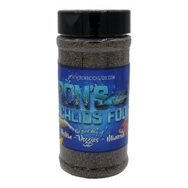 RON'S CICHLIDS Juvie Blend African Cichlid Fish Food, Premium Tropical Fish Food Pellets with Protein, Veggies & Fruits for Healthier, Brighter & Bigger Tropical Fish & Cleaner Tanks, 12 OZ