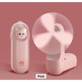 Portable Mini Fan – Handheld Foldable Desk Fan with 3 Speeds, Rechargeable USB Fan for Travel, Home & Office (Quiet Operation, Long Battery Life) (Pink)
