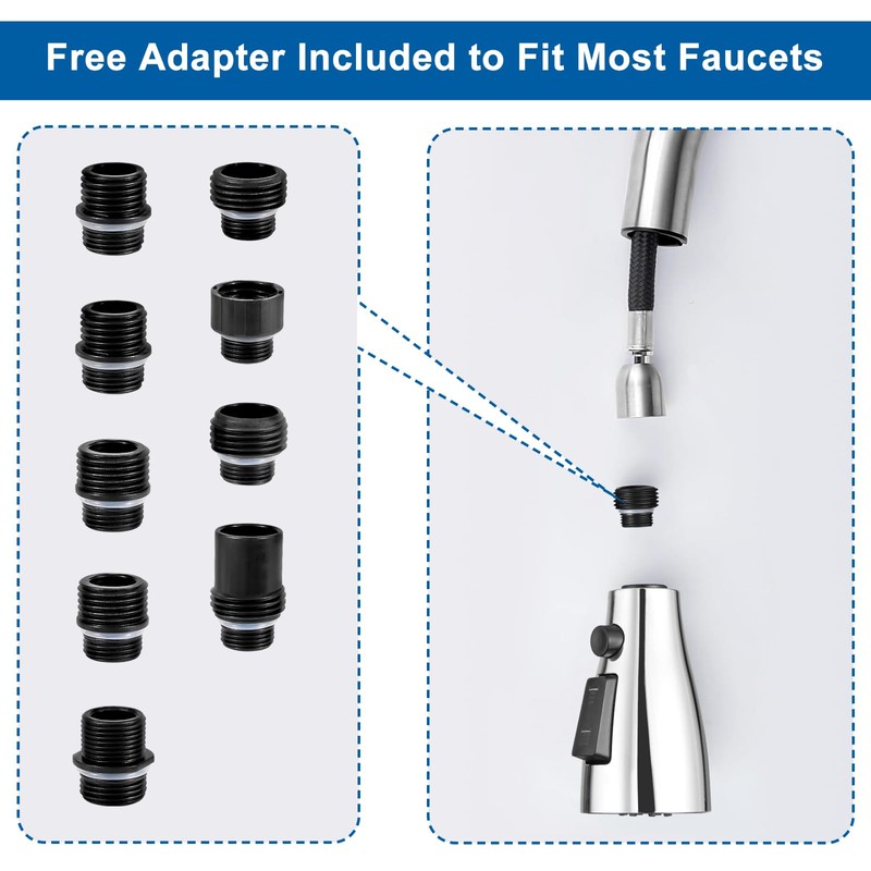 Xlajiao Kitchen Faucet Head Replacement, Premium 3 Function Pull Down
