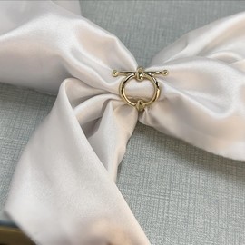 Small Geometric Silk Scarf Ring Brooch for Women Fashion Chic Round Bar Shawl Scarves Buckle Wrap Clasp Clip Finger Ring Size 8 Dress Accessories Jewelry (Gold)