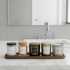 Wood Candle Holder Tray Set, Long Tray and Round Candle