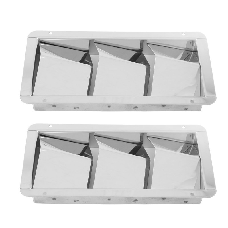 Pair Marine Air Vent Cover 3 Slots 210x110mm Rectangle Louver