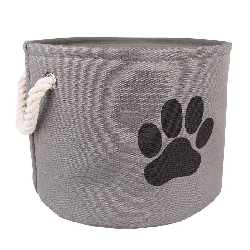 Bone Dry Pet Storage Collection Collapsible Bin, Medium Round, Gray