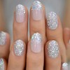 Coolnail Juego completo de uñas postizas holográficas con purpurina degradada
