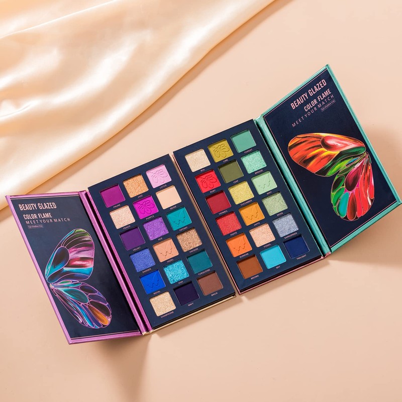 18 Color Eyeshadow Palette, Matte Shimmer Glitter Eyeshadow, Butterfly Pattern