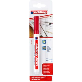 edding edding 400 Permanentmarker - rot - 1 Stift - feine Rundspitze 1 mm - wasserfest, schnell-trocknend - wischfest - für Karton, Kunststoff, Holz, Metall, Glas