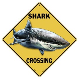 CROSSWALKS Shark Crossing 12" X 12" Aluminum Sign (X424-DC)