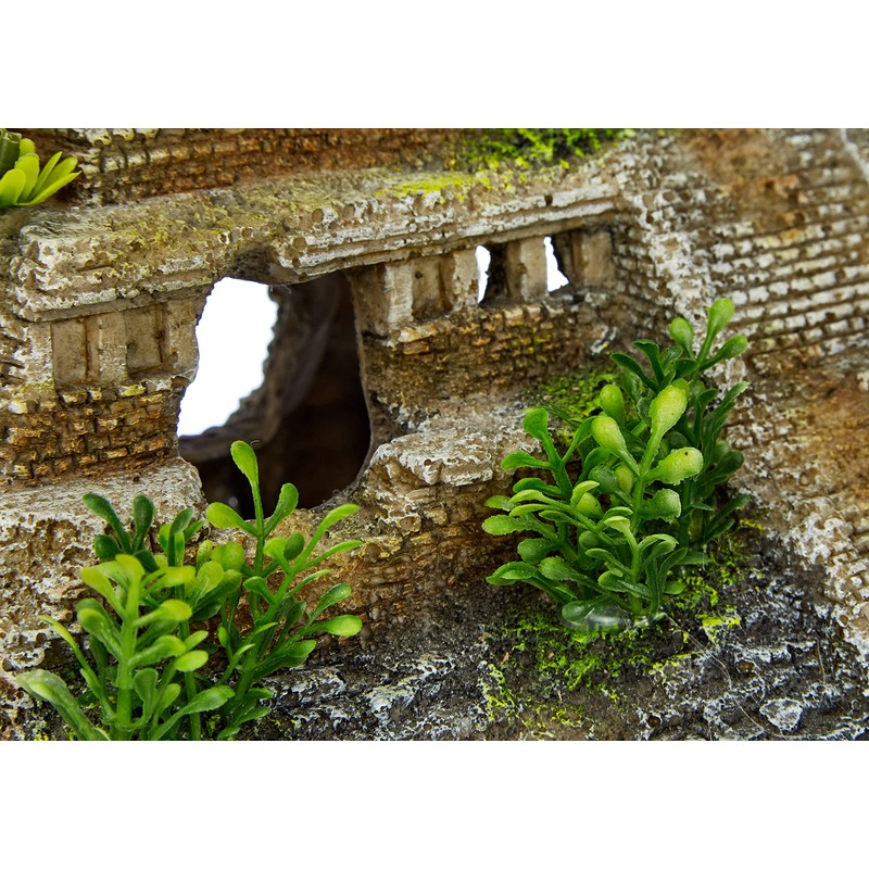 Nobby Aqua Ornaments Maya Ruin with Plants, 21.7 x 14.7