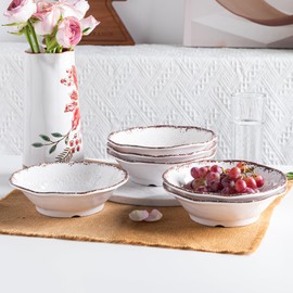 LEHAHA Melamine Bowls Set, 100% Melamine 24 OZ Salad/Soup/Pasta/Cereal Bowls Set of 6, Basic White Kitchen Bowl Sets, Break Resistant and Lightweight, Great for RVs and Camper Trailer