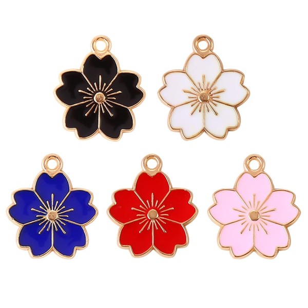 SiegYma Enamel Flower Charms Color Sakura Charms Flower Blossom Charms
