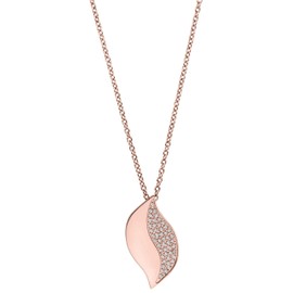 Tamaris Julia Women's Necklace Stainless Steel 50 + 5 cm Leaf Pendant with Zirconia Rose-Gold