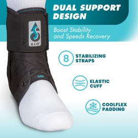 Med Spec ASO Ankle Stabilizer (Medium, Black) – Ankle Brace for Sprained Ankle and Peroneal Tendonitis, Orthopedic Ankle Support for Men, Women, Adults, Teens and Kids, Sports Injury Recovery, 264014