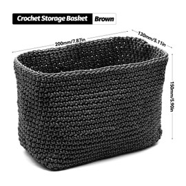 ZHIYUQL® Crochet Basket Storage Guest Towels Storage Baskets Small Baskets Braided Storage Basket Bathroom Basket Handmade Organiser 20 cm x 13 cm x 15 cm (Black)