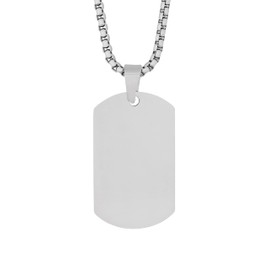 HAQUIL Silver Plated Stainless Steel Blank Dog Tag Necklace, Fashion Jewelry Gift for Men and Women