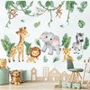 wondever Jungle Animals Tropical Leaves Wall Stickers Safari Lion Giraffe