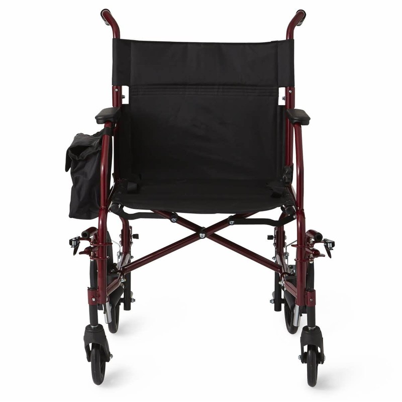 Medline Lightweight Steel Transport Chair, Folding Chair is Portable, Large