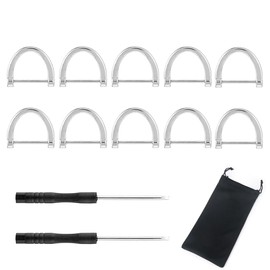 10 Pieces Heavy Duty D Ring Key Ring 3/4 Inch Horseshoe Shape D Rings with Screw Tools and Bag D Rings Screw in Shackle for DIY Key Chain Leather Craft Purse Replacement