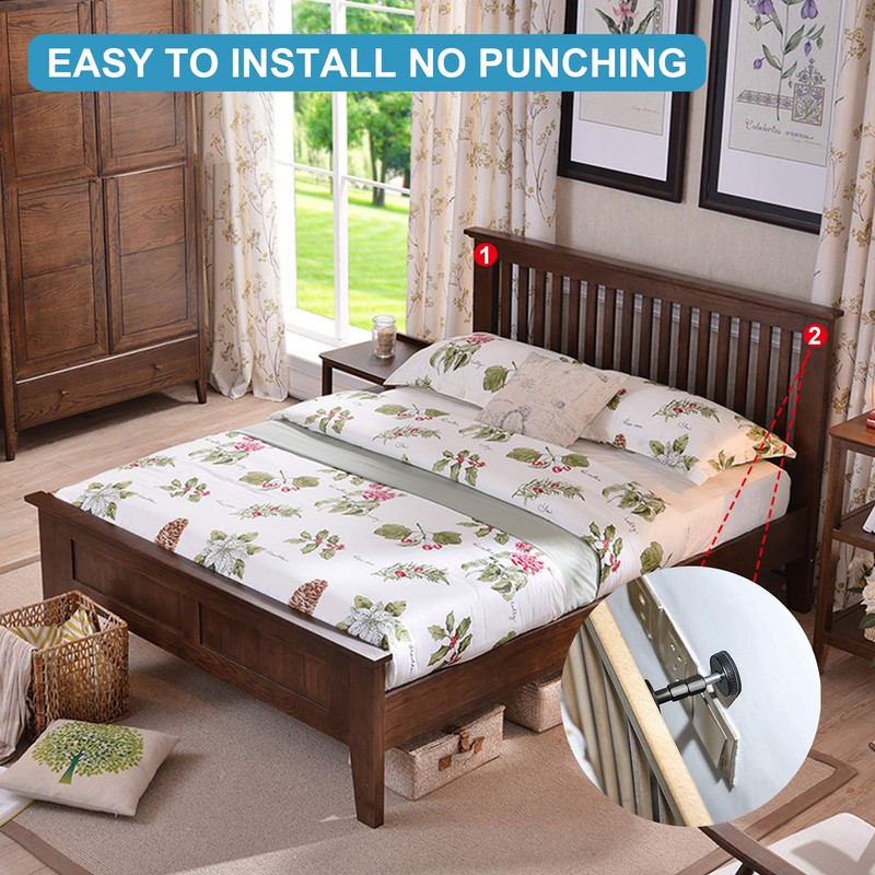 2PCS Black Adjustable Bed Frame Anti-Shake Tool , Headboard Stoppers