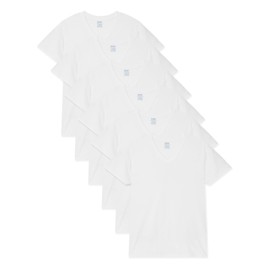 Gildan Men's V-Neck T-Shirts, Multipack, Style G1103, White (6-Pack), Large