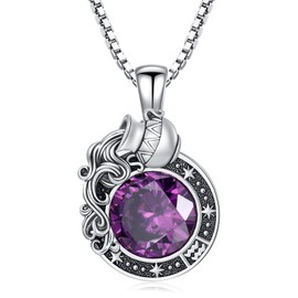 LONAGO Aquarius Zodiac Sign Necklace - Celestial Pendant Necklace Gift for Women (Aquarius February)