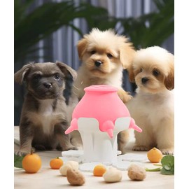 Puppy Feeder for Multiple Puppies and Kittens, Alishasha, 400ml Breast Milk Feeder with 5 Nipples, Adjustable Simulated Nursing Silica Bottle for Newborn Puppies and Kittens,Piggy,Rabbits (Pink)