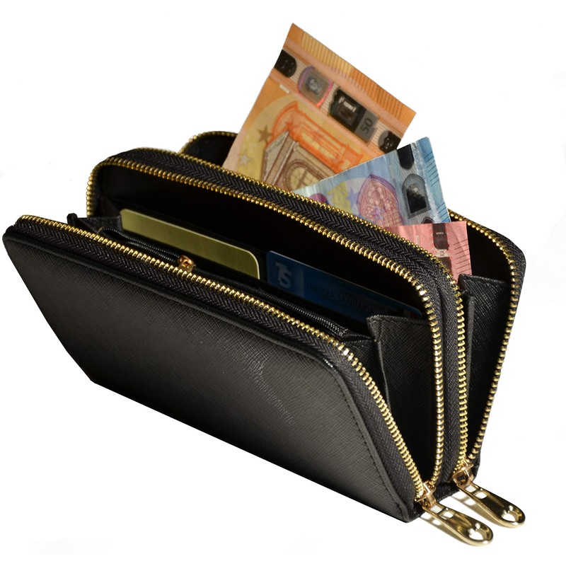 GRESEL Women's Wallet in Faux Leather, with Zipper and Coin