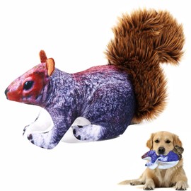 YFHOME Dog Toy Squeaky Squirrel, Stuffed Fabric Interactive Dog Toy with Plush Tail, Indoor/Outdoor/Park Entertainment and Play, Suitable Gifts for Large,Medium and Small-Sized Pet Dogs (Purple)