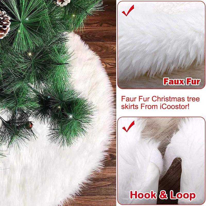 Foryo Christmas Tree Skirts, Faux Fur Large Plush White Round