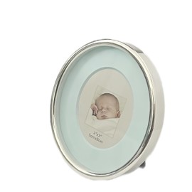 2x3 Oval Mini Picture Frame for Baby Zinc Alloy Pink Picture Frame Tabletop Display for Newborn Baby Kids Decoration Pink Blue (Baby Blue)