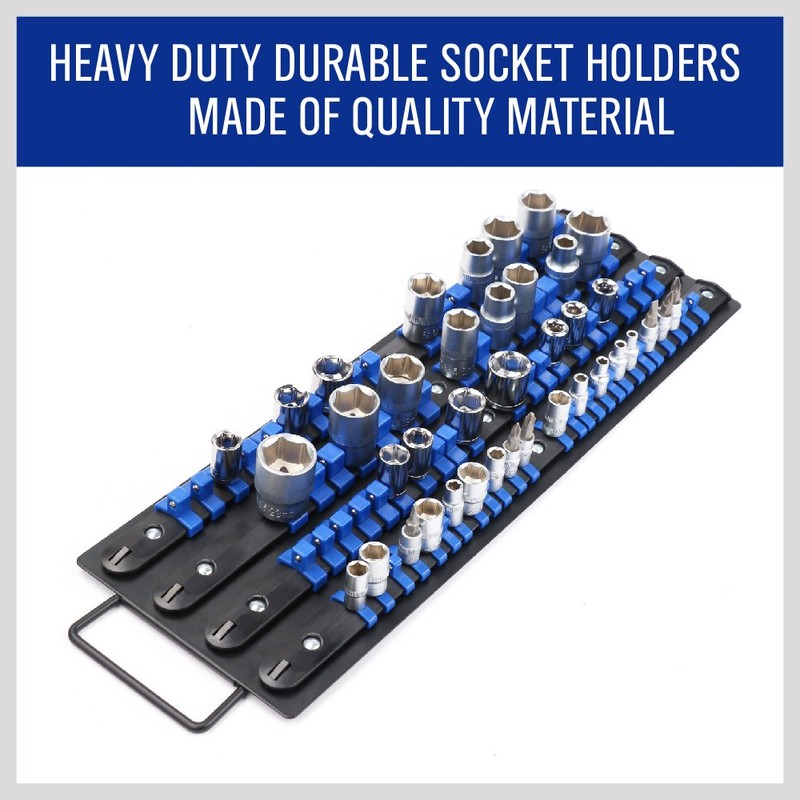 HORUSDY 80-Piece Heavy Duty Socket Organizer, 1/4-Inch, 3/8-Inch, 1/2-Inch, Premium