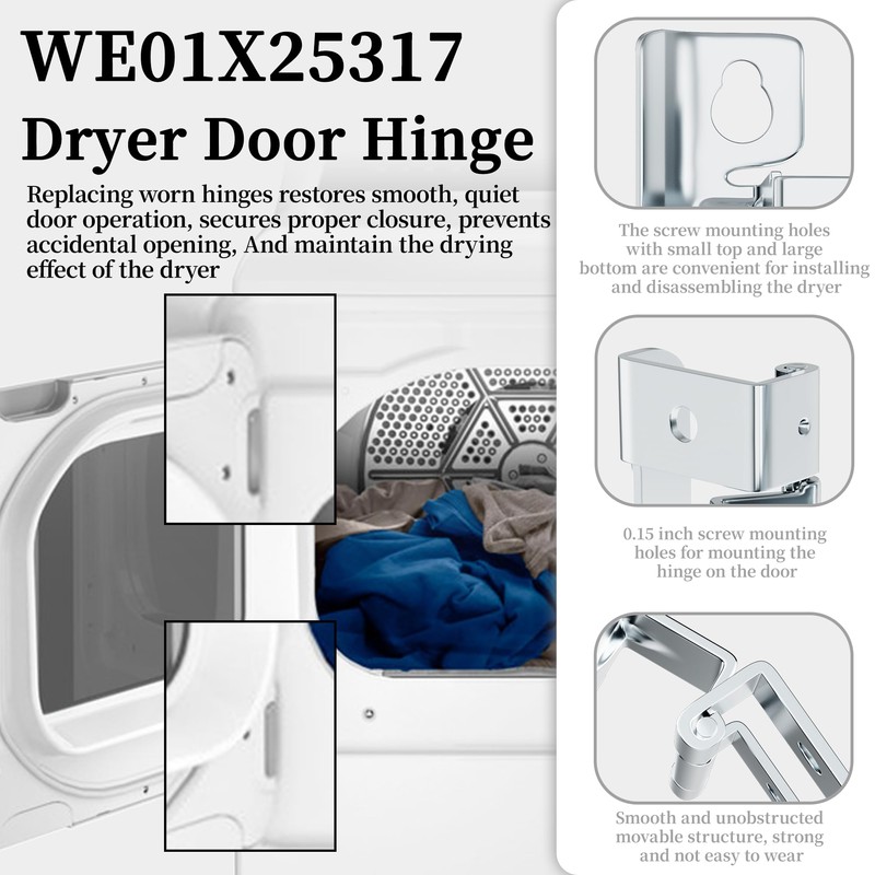 WE01X25317 Dryer Door Hinge Replacement Compatible with G-E & Hot-point