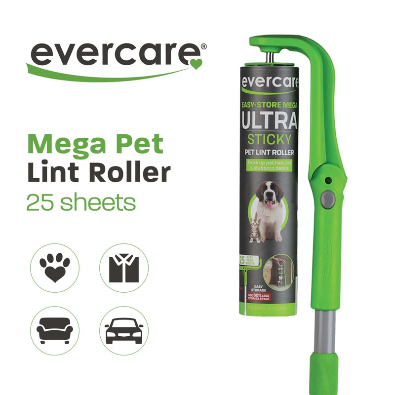 Evercare Easy-Store Mega 25 Layer Extended Handle Pet Lint Roller