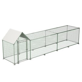 16x3FT Metal Chicken Coop Run Backyard Hen House Poultry Habitat Cage w/ Cover