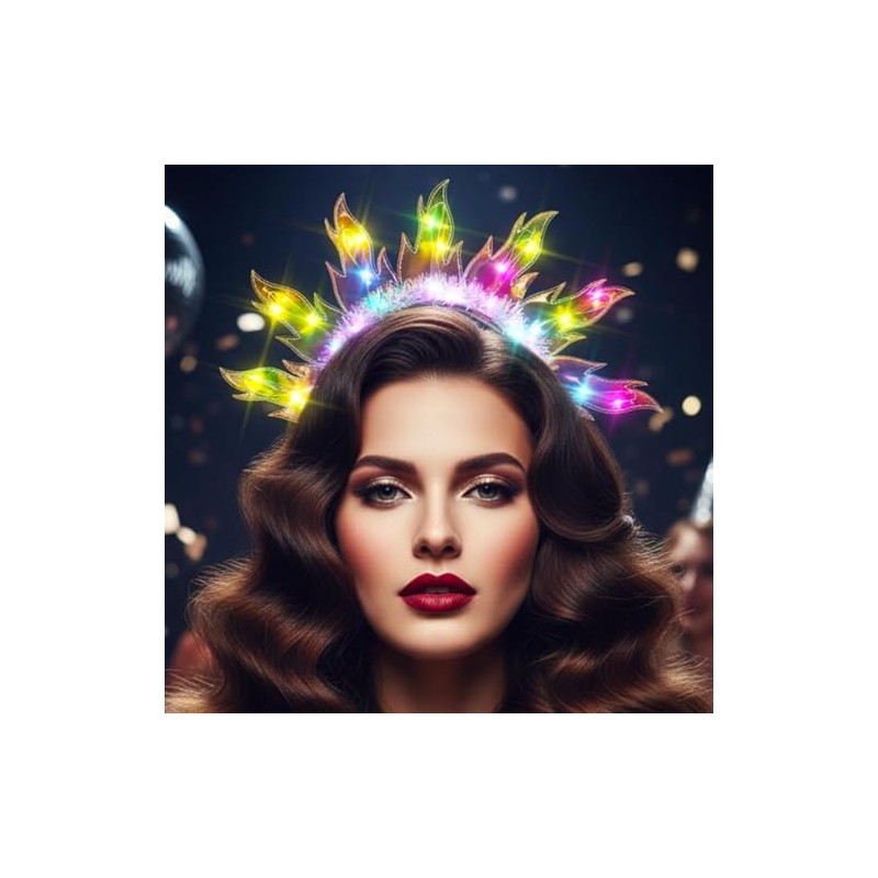 DRESBE - Diadema con luz y llama, para mujer, diseño