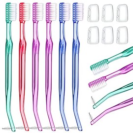 6 Piezas Cepillo de Dientes de Ortodoncia Brackets Cepillo de Dientes con 6 Piezas Funda Protectora para Cabezal para Limpieza Detallada de los Brackets, 4 Colore