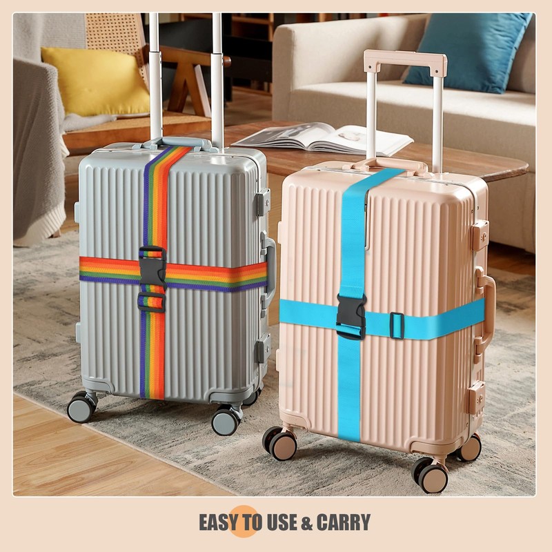 Ninmaofly 4 Pcs Luggage Straps, Adjustable Suitcase Straps, Heavy Duty