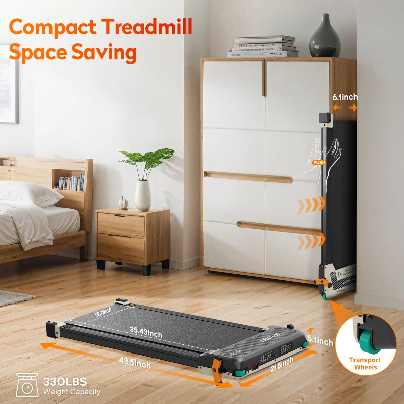 Akluer 2-in-1 Walking Pad Treadmill with Foot Massage Functioncolor: Black