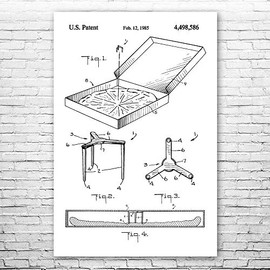 Pizza Box Poster Print, Delivery Driver Gift, Pizza Parlor, Pizzeria, Chef Gift, Restaurant Art, Culinary Gifts Black & White (24 inch x 36 inch)
